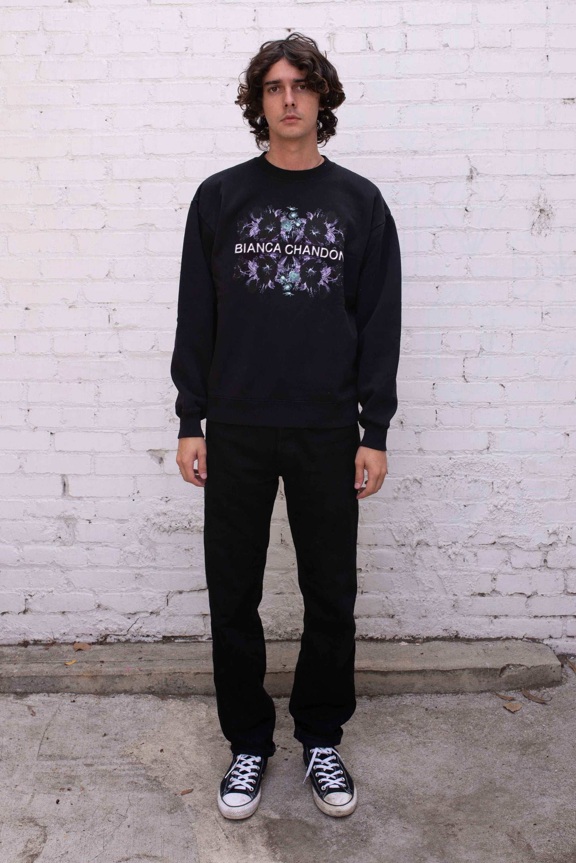 Floral Logotype Crewneck - Black – Bianca Chandon